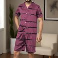 thumbnail image 2 of Stamzod Men's Satin Pajama Set Striped Short Sleeve Button Down Classic Sleepwear Soft Comfy Loungewear with Front Pocket Mens Short Outfits, 2 of 5