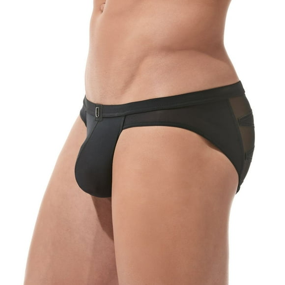 Men's Gregg Homme 160203 High-Line Laser Cut Embroidered Brief (Black XL)