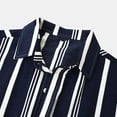thumbnail image 6 of Awdenio Mens T-shirt Casual Stripe Turndown Short Sleeve Pocket Button Closure Shirt Blouse Summer Fashion Outdoor Sports, 6 of 9