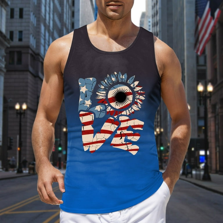 SXcggal 4th Of July Patriotic Shirts Mens Workout Tank Top Gym Muscle Tee Fitness Bodybuilding Sleeveless T Shirt Independence Day Breathable Casual