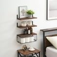 Set of 3 Wall Shelf, 16.5 x 6" Floating Shelves with Wire Basket for
