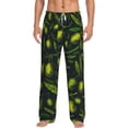 thumbnail image 2 of Goofa Green Branch Olive Printed Soft Pajama Pants for Men, Wide Leg Comfy Casual Lounge Yoga Pants-Medium, 2 of 9