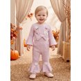 thumbnail image 4 of RUINIXCW Baby Girls Fall Outfits Long Sleeve Floral Embroidery Romper Flared Pants, 4 of 8