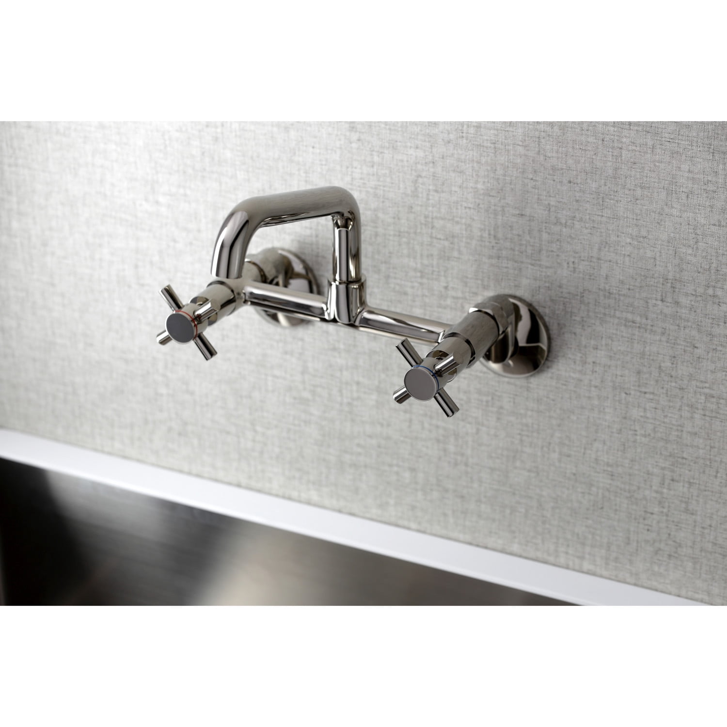 Kingston Brass KS423PN Concord Two-Handle Wall-Mount Kitchen Faucet, Polished Nickel