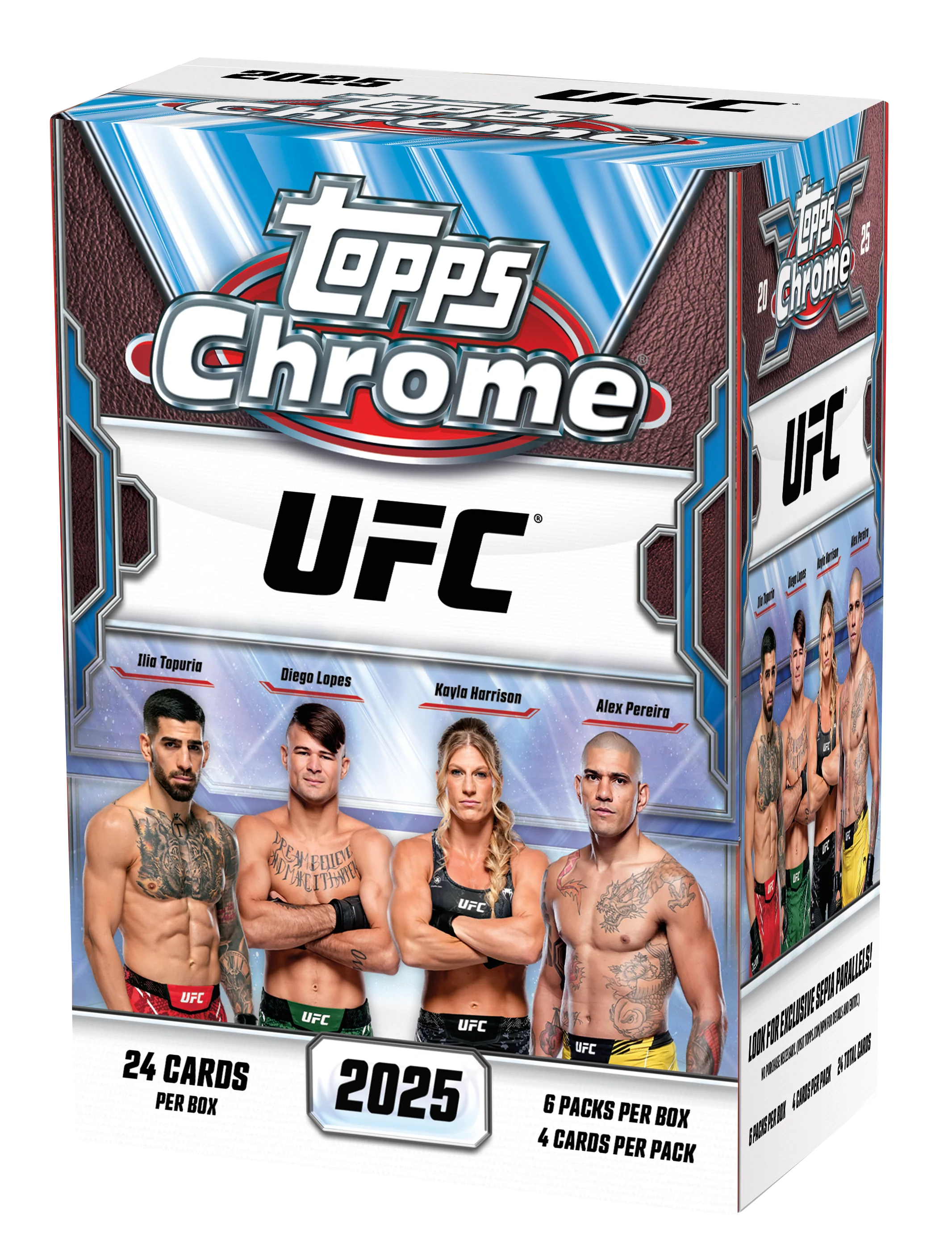 UFC Value Box 2024 Topps Chrome - 6 Packs With Sepia Refractors