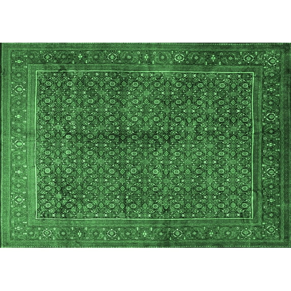 Ahgly Company Indoor Rectangle Persian Emerald Green Traditional Area Rugs, 2' x 4'