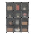 thumbnail image 3 of Zimtown 12 Cube DIY Storage Organizer, 42''L x 18''W x 56''H Portable Closet, Stackable Clothes Wardrobe Cabinet w/Doors, Black, 3 of 7