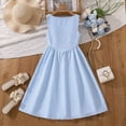 thumbnail image 4 of NIEWTR Robes pour Filles Ourlet à Volants Robes d'Été à Bretelles Respirantes Robe d'Été Douce Séchage Rapide Robe (Bleu Ciel, 7-8 Ans), 4 of 6