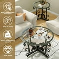 thumbnail image 2 of LUMAMIN Coffee Table Set of 3, Modern End Side Tables with Tempered Glass Top, Metal Frame and Adjustable Feet for Living Room or Apartment, 2 of 10