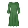 thumbnail image 4 of LISTHA Women's Fall 3/4 Sleeve Midi Dresses Casual Formal Church Wedding Guest Work Clothes Dark Green XL, 4 of 6