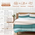 thumbnail image 6 of Teal Beige Duvet Cover Set King Size, Gradient Waves Abstract Ombre Stripes Modern 4 Piece Soft Microfiber Bedding Set with 1 Duvet Cover, 1 Flat Sheet, 2 Pillowcases, 6 of 9