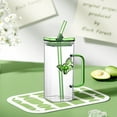 thumbnail image 6 of Clearance! Lided Straw Glass Cup,Iced Coffee Cup for Juice, Milk, Coffee, Cappuccino, Latte, Cold Drinks, Children's Drinking Water Cup 350ml Green, 6 of 9