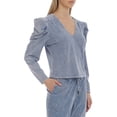 thumbnail image 4 of Bagatelle NYC Women's Juniors Tie Dye Ruffle Shoulder Rib Knit Long Sleeve Top, 4 of 4