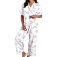 thumbnail image 3 of Women's Christmas Sleepwear Holiday Cute Print Short Sleeve Button down Sleepwear Warm Womens Pajamas Pajamas Women, 3 of 6