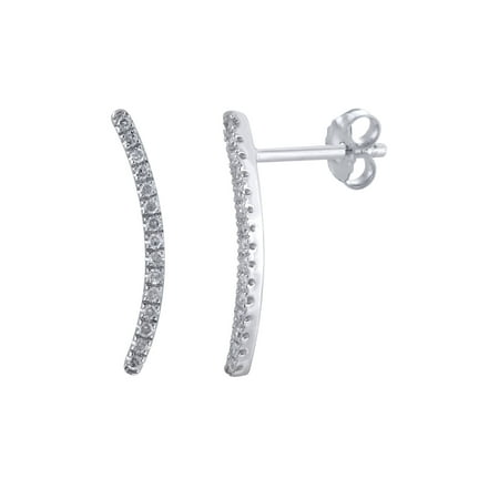 1/10 Cttw Diamond Curve Earring in 10K White Gold