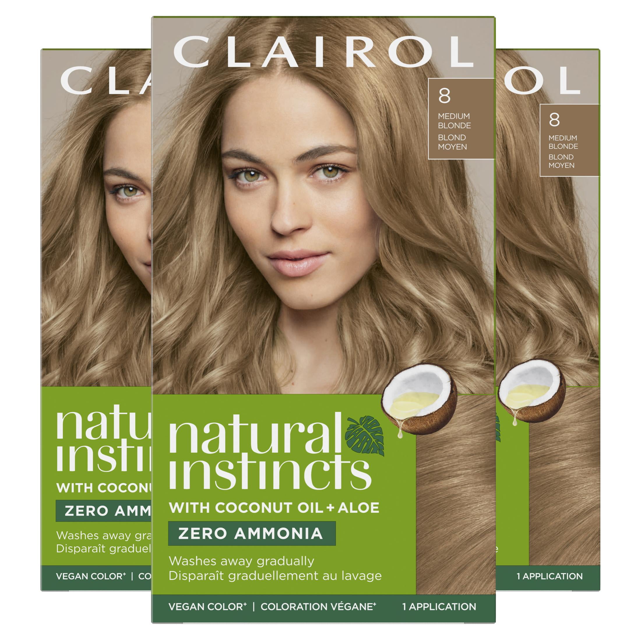 Clairol Natural Instincts Demi-Permanent Hair Color Creme, 8 Medium Blonde, Hair Dye, 1 Application