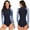Dark Blue, variant on Women 1-Piece Long Sleeve Rash Guard UV UPF 50+ Sun Protection Zipper Swimsuit Swimwear Swimming Surfing Diving Suit