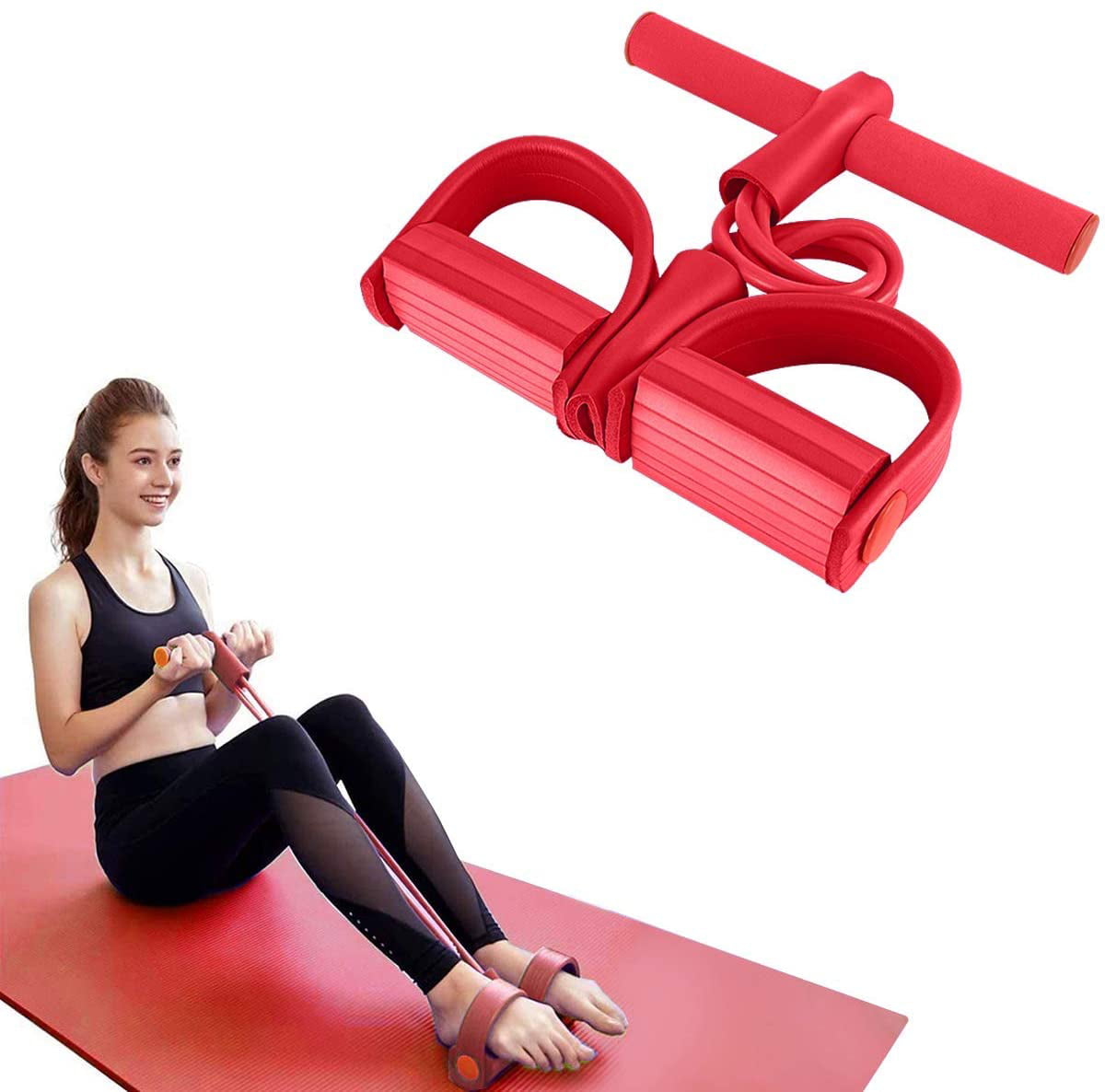 50cm 4-Tube Foot Pedal Pull Yoga Rope Resistance Exercise Sit-up Fitness Tube 