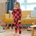 thumbnail image 5 of Black Red Checked Pattern Cotton Pajamas 2 Piece Set Sleepwear Soft and Comfortable Homewear Nightwear, 5 of 7