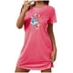 thumbnail image 2 of Camisón corto de talla grande para mujer, camisón de manga corta con estampado de pecho a la moda, camisón para mujer, 2 of 7