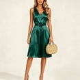 thumbnail image 2 of Kaemgyyd Nightgowns for Women Satin V Neck Soft Comfy Sleepwear Summer Silky Sleep Dress Sleeveless Night Gown（Green,Medium）, 2 of 5