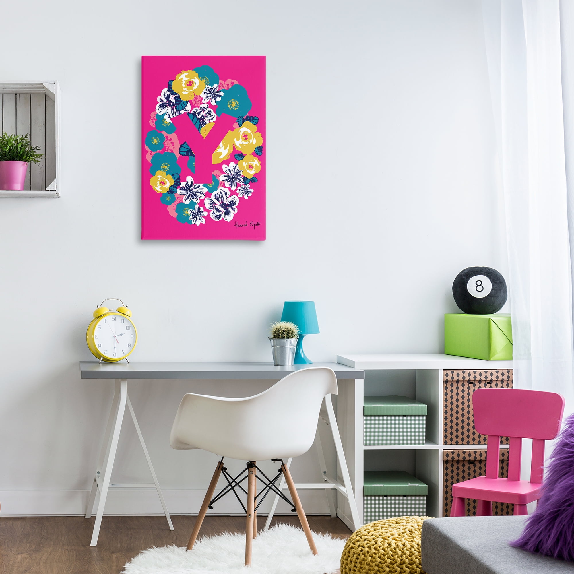 Stupell Industries Floral Bloom Letter Y Botanical & Floral Painting Gallery Wrapped Canvas Art Print Wall Art, 20 x 30