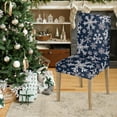 thumbnail image 3 of 4PCS Christmas Dining Blue Chair Covers, Simple Snow Stick Figure Stretch Removable Washable Slipcover Chair Protector for Dining Room Home Decor, 3 of 6