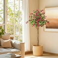 thumbnail image 5 of Artificial Bougainvillea Tree, 5FT Fake Flower Tree with White Pot Artificial Indoor Flower Tree with Pink Flowers, Faux Tree for Room Decor, 5 of 5