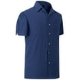 thumbnail image 7 of SPEEDRUN Mens Dress Shirts Regular Fit Short Sleeve Casual Business Shirt Navy M, 7 of 7