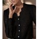 thumbnail image 2 of Blusa LUXVEER con encaje para mujer, manga larga, abullonada, negra, XXL, 2 of 8