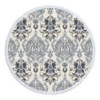 Harlier Round Boho Beach Towel Blanket, Oversized Microfiber Bohemian Absorbent Fast Dry Sand Free Circle Swim Pool Yoga Towel Table Cloth, Soft 61 inch Mediation Mat Wall Decor with Tassels