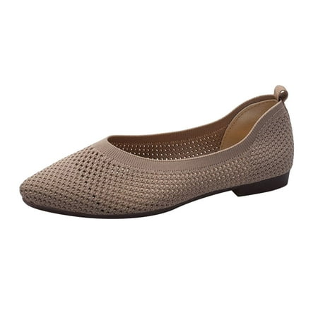 

Qufokar Womens Platform Flip Flops Womens Business Casual Shoes Comfortable Women Shoes Knitted Shallow Mouth Autumn Fashion Casual Pointed Toe Low Heeled Solid Color Hollow Set Up Shoes Low Top