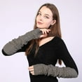 thumbnail image 4 of Ksopiavobs Womens Winter Warm Over Elbow Long Fingerless Thumb Hole Gloves Mittens Knitted Arm Warmer, 4 of 6