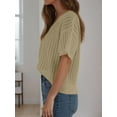 thumbnail image 6 of Weardear Womens Short Sleeve Tops Casual Hollow Out Fall Sweaters Loose Fit V Neck Shirt, 6 of 6
