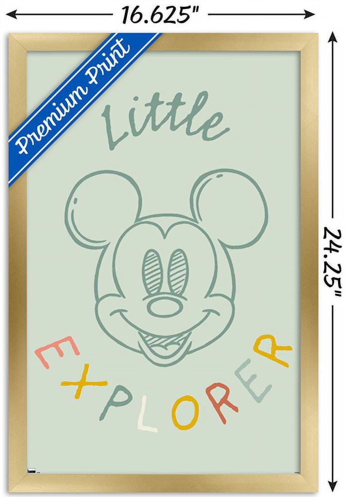 Disney Mickey Mouse - Little Explorer Wall Poster, 14.725" x 22.375", Framed