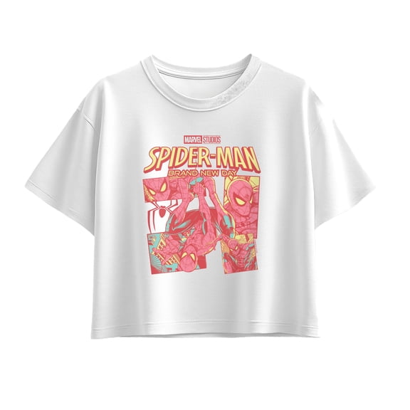 Spider-Man - Femme Comic Book Panels Short Sleeve Boxy Graphic T-Shirt