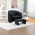 thumbnail image 2 of Smilegend Accent Chair with Ottoman, Mid Century Modern Barrel Chair Upholstered Club Tub Round Arms Chair for Living Room/bedroom/office (Black), 2 of 7