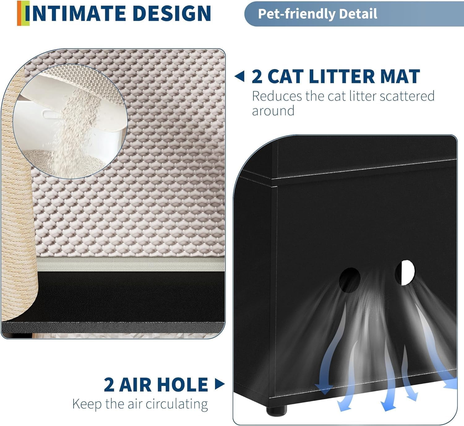 OUTGOODS Double Cat Litter Box Enclosure Furniture, Engineered Wood, Natural Finish