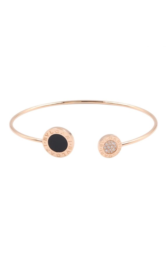 Pre-Owned BVLGARI Onyx Diamond Bracelet Accessory 18KPG (Pink Gold) Women's Gold Black Clear