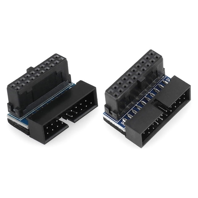 Sywqhk 2 adaptadores USB 3.0 de 20 pines macho a hembra en ángulo hacia arriba y hacia abajo para placa base (A+B)