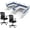Blue, variant on SUNLINE Office Cubicle Kit - 2 Person Modular Workstation Set with 7 Layout Options & 2 Ergonomic Office Chairs - Light Grey
