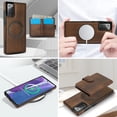 thumbnail image 3 of ELEHOLD Case for Samsung Galaxy Note 20, 2-in-1 Magnetic Shockproof Leather Wallet Flip Case Cover, Detachable Card Holder with Stand,Brown, 3 of 5