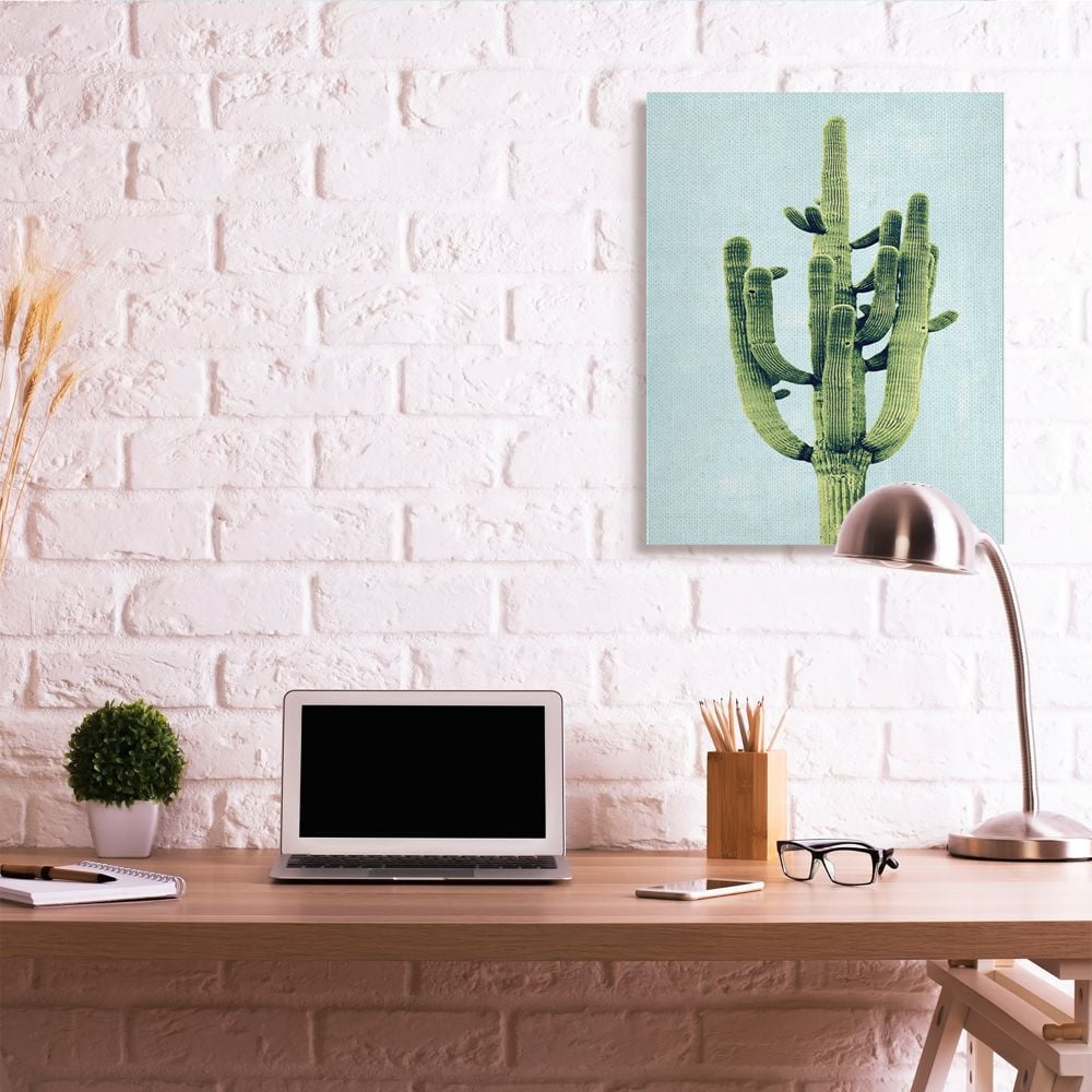 Stupell Industries Pop Desert Cactus Plant Vintage Succulent Blue Green Canvas Wall Art Design by Mia Jensen, 30" x 40"