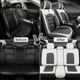 thumbnail image 6 of 5-Seats Car Seat Covers for 95% Hyundai Models Leather Auto Vehicle Seat Cushions Waterproof Seat Cover Airbag Compatible(White&Gray-Luxury), 6 of 6