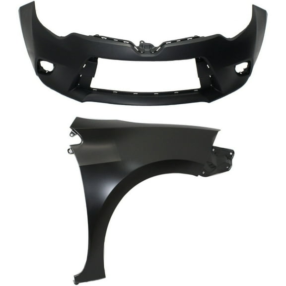 DAMAIJOY Bumper Cover Kit for Toyota for Corolla CE/L/LE Eco 2014-2016 Front with Fog Light Holes 2pc Primed TO1000399 5211903904