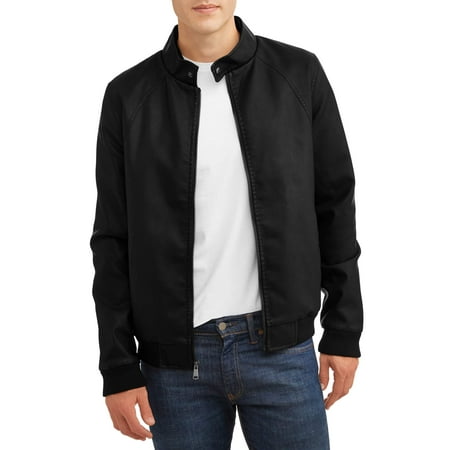 - Men's Faux Leather Bomber with Sherpa Lined Interior