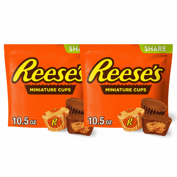 2 x Reese's Miniatures Milk Chocolate Peanut Butter Cups Candy, Share Pack 10.5 oz