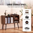 thumbnail image 4 of KFFKFF Vinyl Player Stand, Accommodates 220 Album Collection, Retro Record Storage Cabinet with Detachable Shelves, Adjustable Height Turntable Table for Lounge, Bedroom in a Brown Finish, 4 of 9