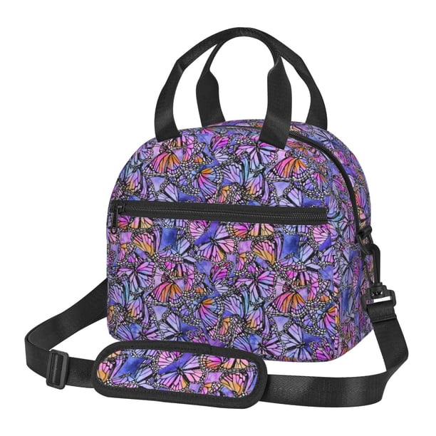 Balery Watercolor Butterflies Bolsa de Almuerzo Impresa, Caja de Almuerzo Reutilizable, Bolsa Térmica Aislada para Almuerzo, Bolsa Antiderrames
