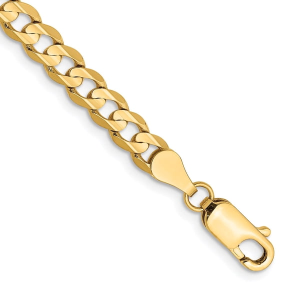 Primal Gold 14 Karat Yellow Gold 4.5mm Open Concave Curb Chain Bracelet